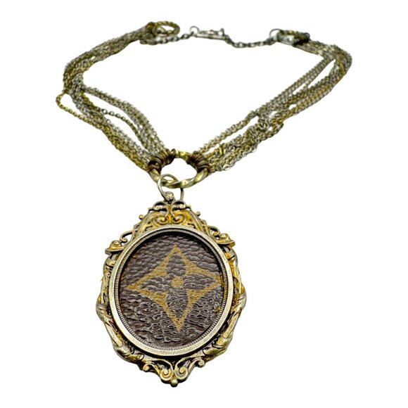 Custom Made Lux Pendant Upcycled w/ Vintage Layered Mixed Metals Chain Necklace - Picture 5 of 8